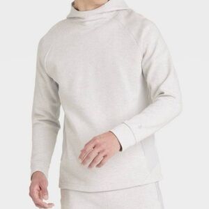 All in Motion Gym Fleece Hooded Sweatshirt Cream Heather Gray Size Large